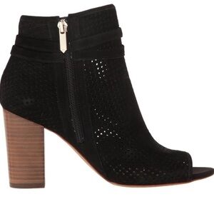 Sam Edelman Ellery Block Heel Suede Sandal Heels Shoes Perforated Leather Bootie
